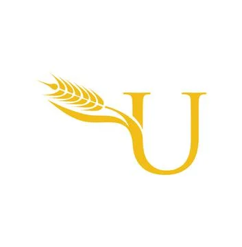 Wheat Grain Initial Letter U Stock Illustration