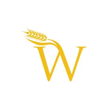Wheat Grain Initial Letter W Stock Illustration