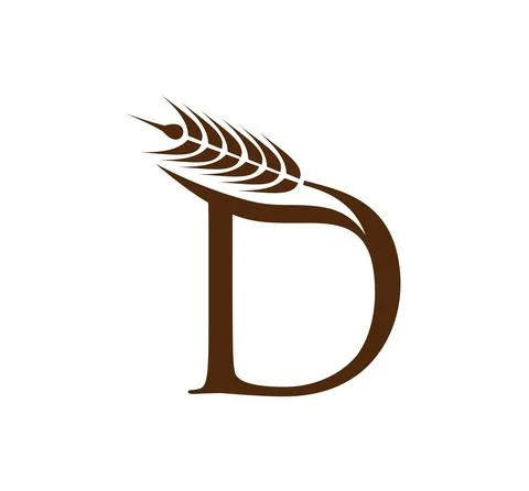 Wheat Grain Initial Logo Letter d Stock Illustration