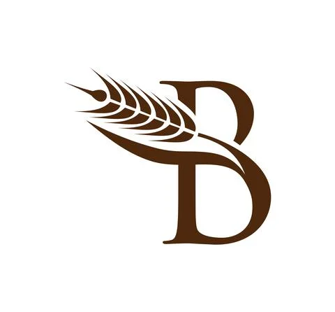 Wheat Grain Initial Logo Letter B Stock Illustration