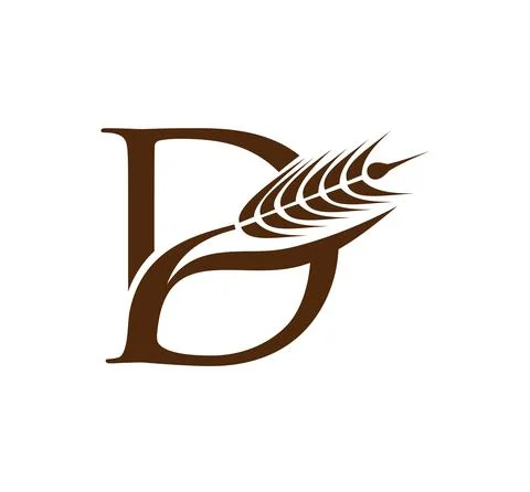 Wheat Grain Initial Logo Letter D Stock Illustration