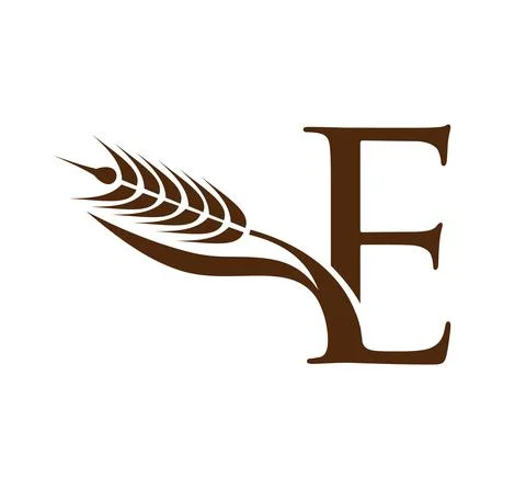 Wheat Grain Initial Logo Letter E Stock Illustration
