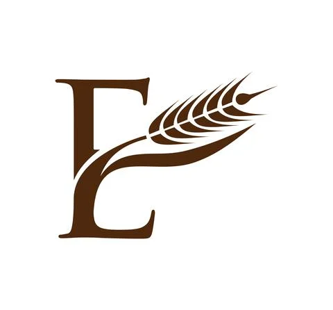 Wheat Grain Initial Logo Letter e Stock Illustration