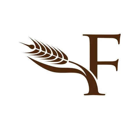 Wheat Grain Initial Logo Letter F Stock Illustration