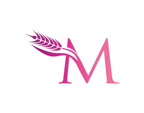 Wheat Grain Initial Logo Letter M Stock Illustration