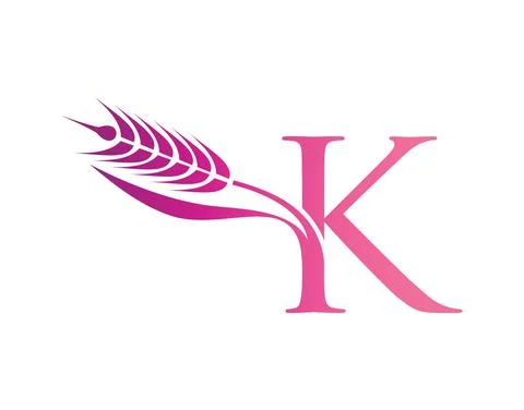 Wheat Grain Initial Logo Letter K Stock Illustration