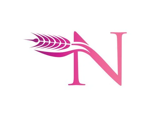 Wheat Grain Initial Logo Letter N Stock Illustration