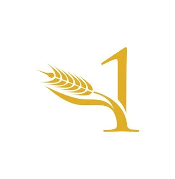 Wheat Grain Initial Number 1 Stock Illustration
