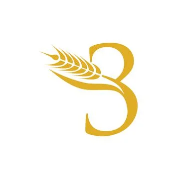 Wheat Grain Initial Number 3 Stock Illustration