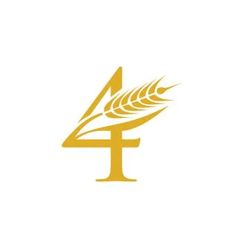 Wheat Grain Initial Number 4 Stock Illustration
