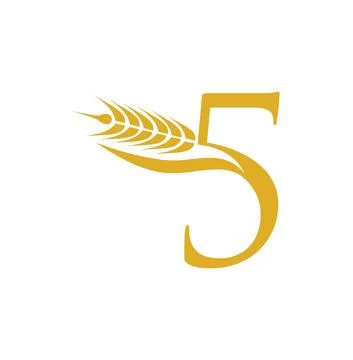 Wheat Grain Initial Number 5 Stock Illustration