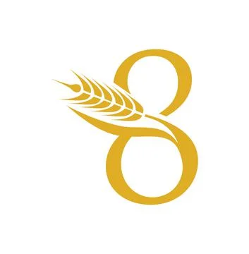 Wheat Grain Initial Number 8 Stock Illustration