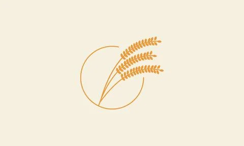 Wheat grain leaf line circle logo design vector icon symbol illustration Stock Illustration