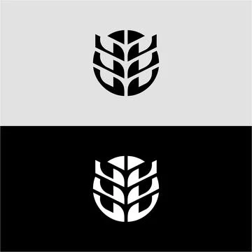 Wheat grain logo design vector template for agriculture farm and natural food Stock Illustration