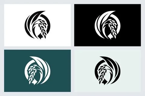 Wheat Grain Logo Icon Vector Set イラスト素材