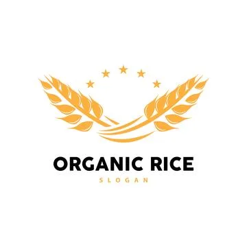 Wheat Grain Rice Logo, Simple Design Organic Vector Illustration Icon Templat Stock Illustration