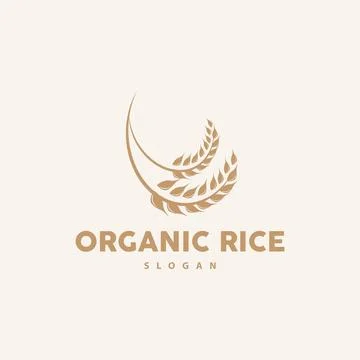 Wheat Grain Rice Logo, Simple Design Organic Vector Illustration Icon Templat Stock Illustration