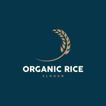 Wheat Grain Rice Logo, Simple Design Organic Vector Illustration Icon Templat Stock Illustration