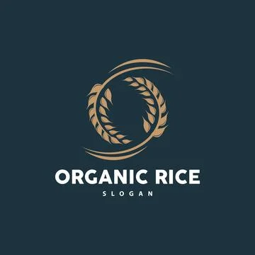 Wheat Grain Rice Logo, Simple Design Organic Vector Illustration Icon Templat Stock Illustration