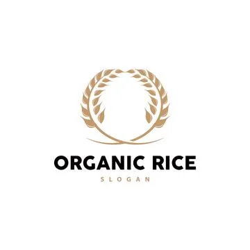 Wheat Grain Rice Logo, Simple Design Organic Vector Illustration Icon Templat Stock Illustration