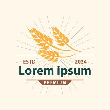 Wheat Grain Rice Logo, Simple Design Organic Vector Illustration Icon Templat Stock Illustration