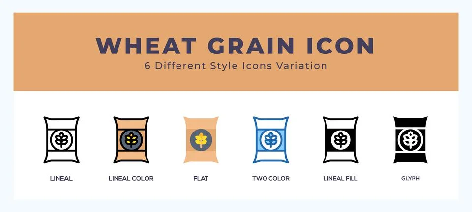 Wheat grain set of icons. Vector illustration with different styles. Stock Illustration