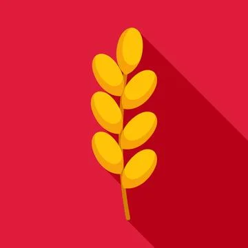Wheat grain stalk flat design red background Illustrazione stock