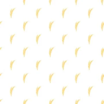 Wheat grain stalks seamless pattern on white background Stock Illustration