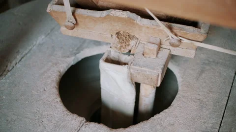 Wheat grains falling into a sack Video stock 130389164