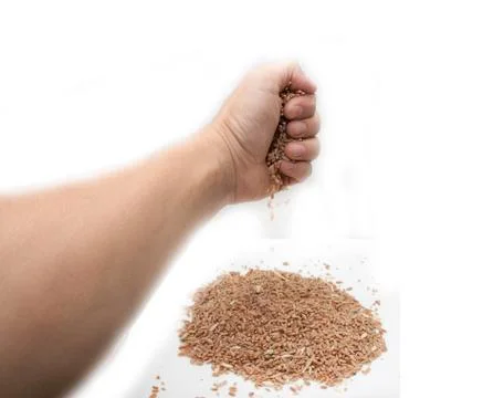 Wheat in a hand on a white background Stock Photos