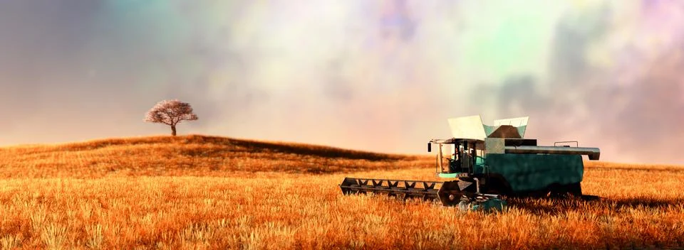 Wheat harvester Stock Illustration