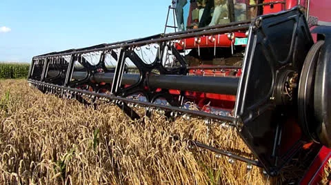 Wheat harvester slow motion Stock Footage 25649695