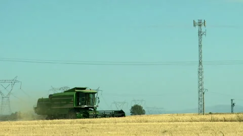 Wheat harvesting Stock Footage 3596990