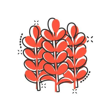 Wheat icon in comic style. Barley cartoon vector illustration on white isolat Stock Illustration