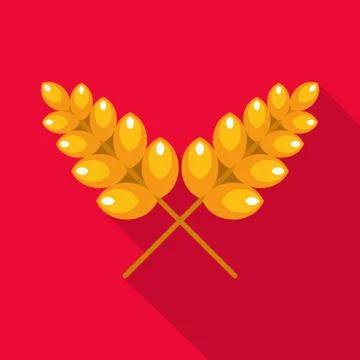 Wheat icon, flat style. Stock Illustration