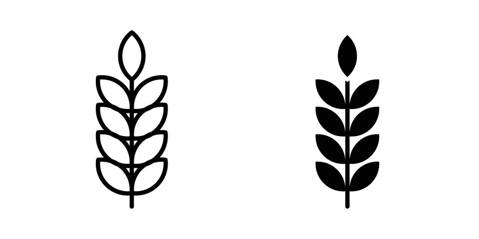 Wheat icon linear versions pack on white background Illustrazione stock