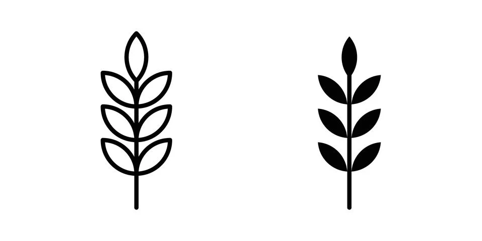 Wheat icon thin line and clipart style vector set Illustrazione stock