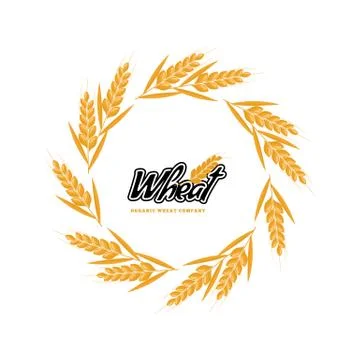 Wheat logo design with circle or round shape geometrical style. Flat design Stock Illustration