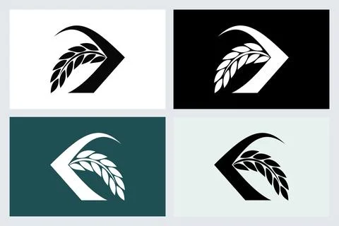 Wheat Logo Icon Set Modern Agriculture Symbol イラスト素材