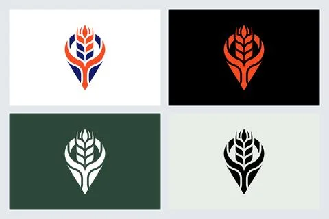 Wheat Map Pin Logo Design Concept イラスト素材