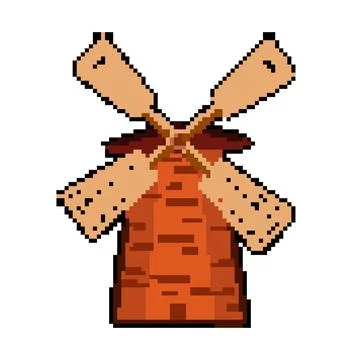 Wheat mill farm pixel art vector illustration 스톡 일러스트