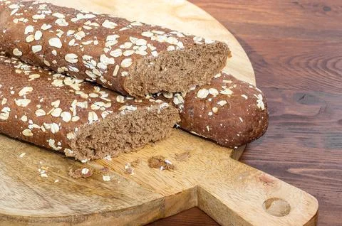 Wheat mini baguettes, brown bread Foto stock