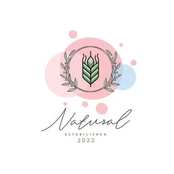 Wheat natural logo template design for brand or company and other Stock Illustration