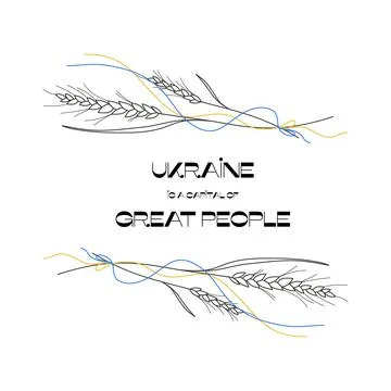 Wheat one line silhouette. Simple continuous branch, cereal symbol of Ukraine Illustrazione stock