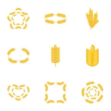 Wheat pattern icons set, cartoon style イラスト素材