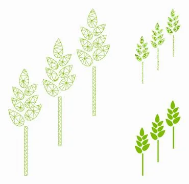 Wheat Plants Vector Mesh Carcass Model and Triangle Mosaic Icon Stock Illustration