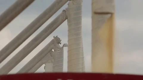 Wheat is pouring from several pipes of the Elevator Stock Footage 74306922