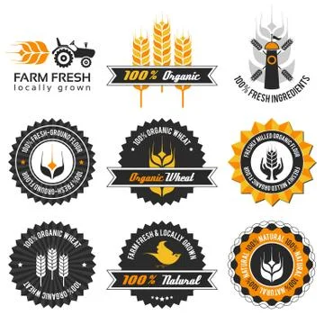 Wheat production label set Stock Illustration