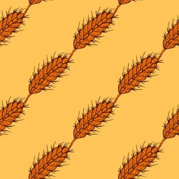 Wheat seamless pattern. Cereal crop sketch. 库存插图