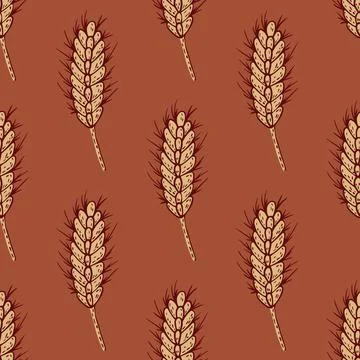 Wheat seamless pattern. Cereal crop sketch. Stock Illustration